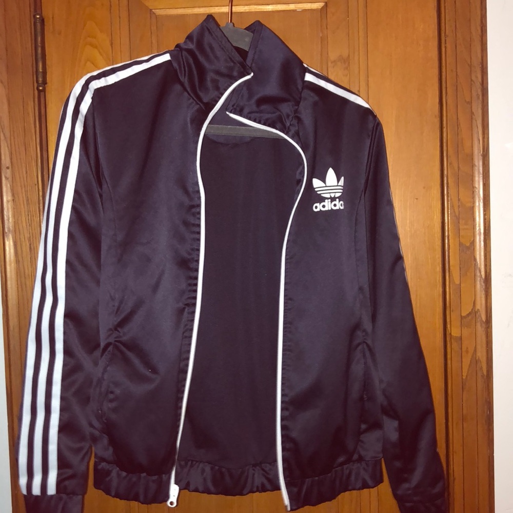 Adidas satin navy blue jacket